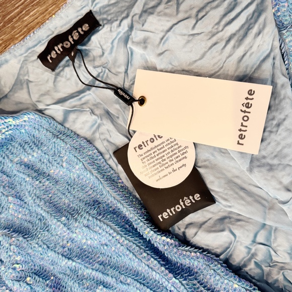 Retrofete Sky Blue Sequin Wrap Dress - Picture 7 of 9
